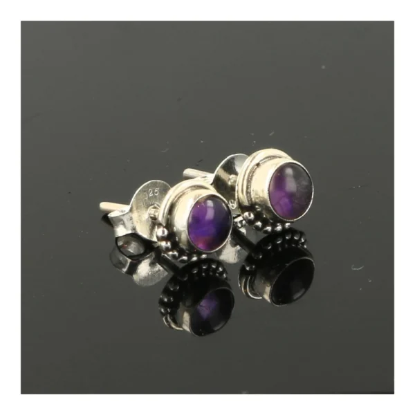 Amethist oorbel in zilver 3mm