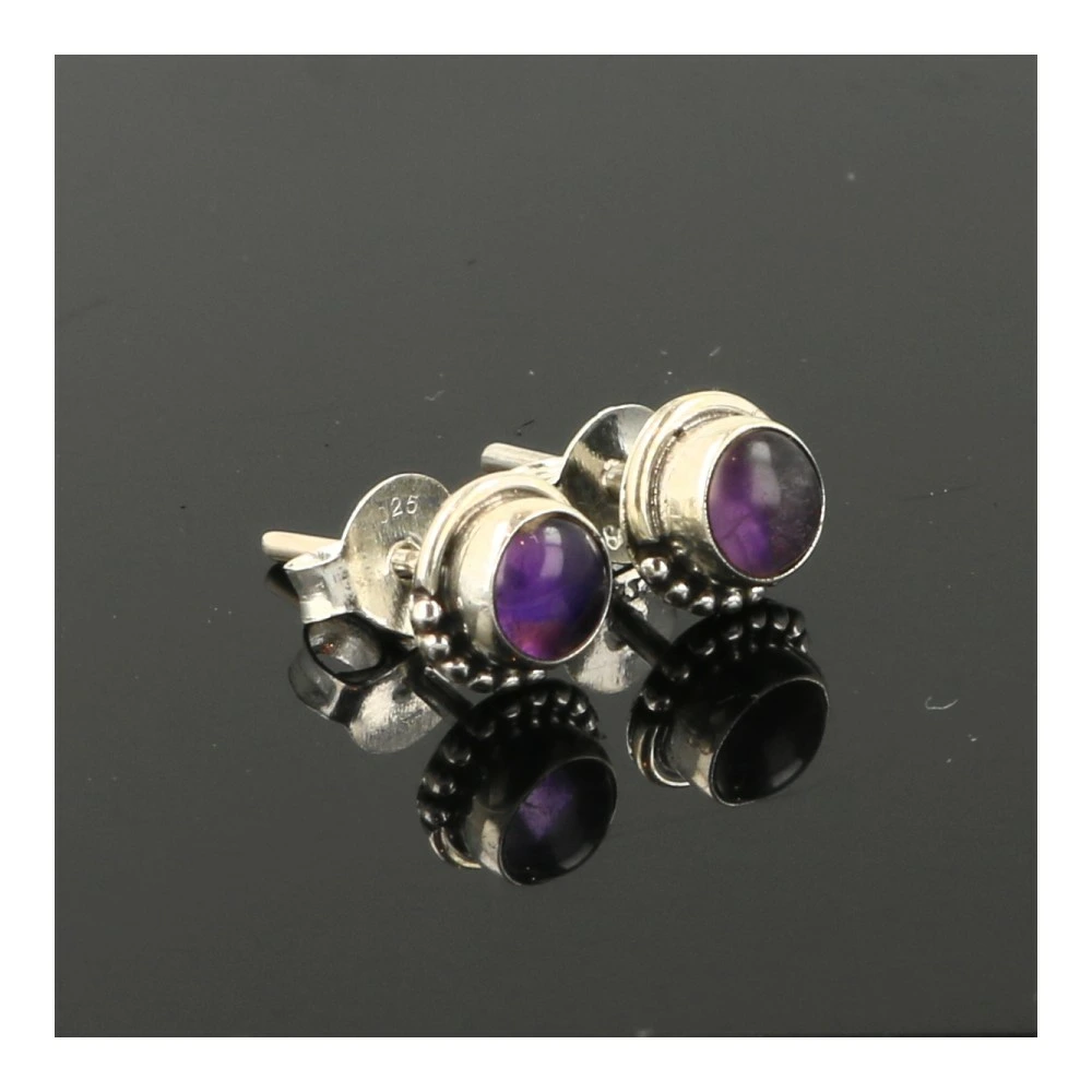 Amethist oorbel in zilver 3mm