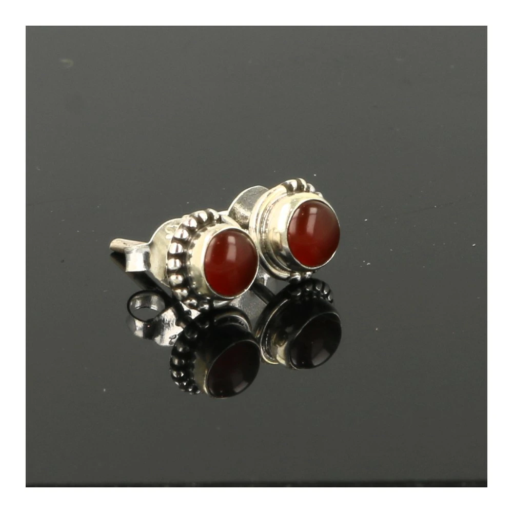 Carneool oorbel in zilver 3mm
