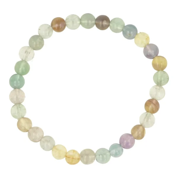 Regenboog fluorpiet armband met kralen van 6mm op rekbaar koord
