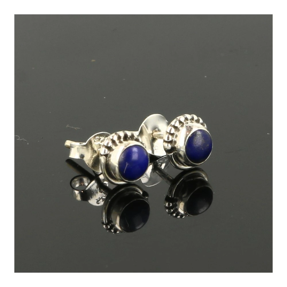 Lapis lazuli oorbel zilver 3mm