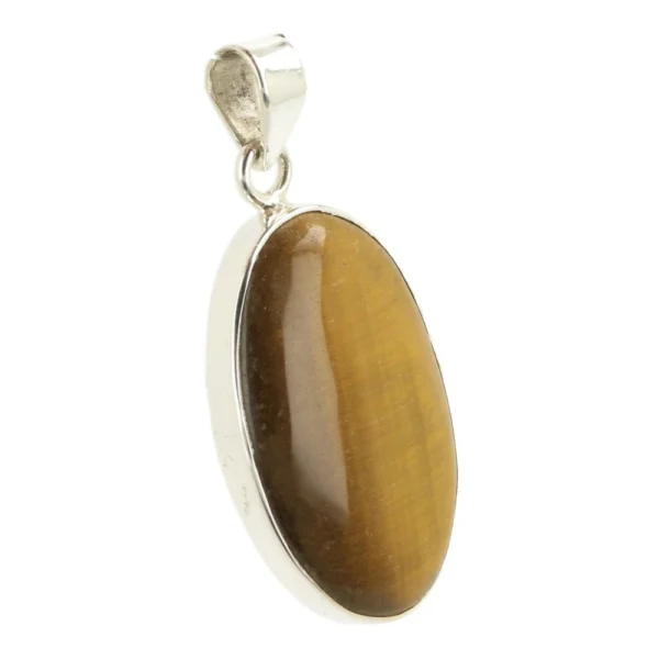 Mooie platte tijgeroog hanger in zilver 'nr10' met fraaie glans