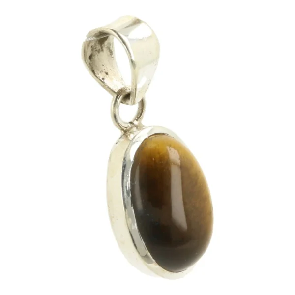 Leuke kleine tijgeroog hanger in zilver 'nr9'