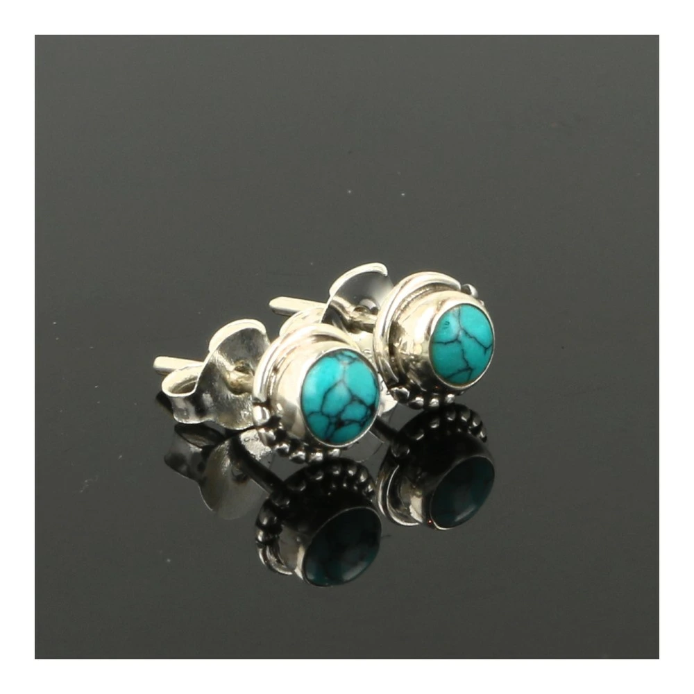 Turquoise oorbel in zilver 3mm 'nr3'