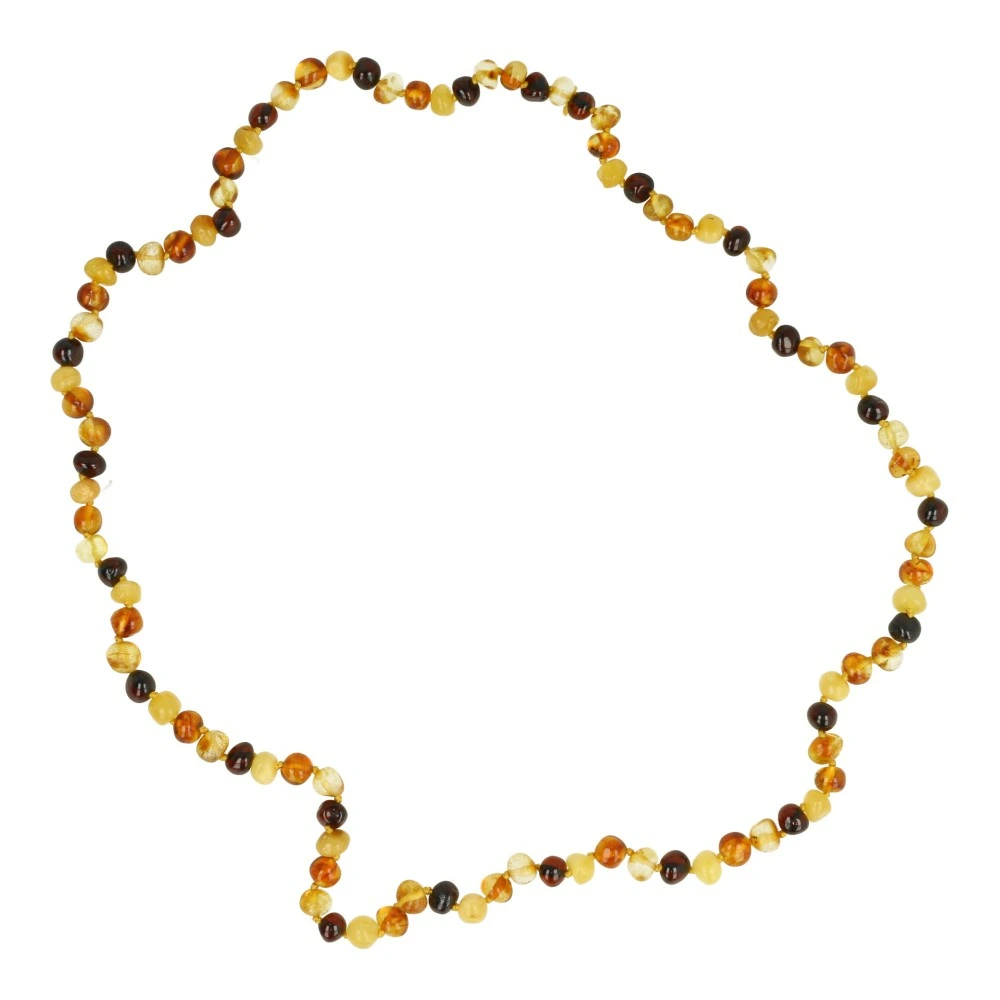 Barnsteen ketting rond multicolor 65cm