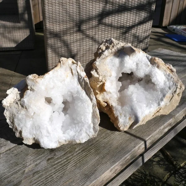 Flink geodepaar van bergkristal uit Marokko met een gewicht va 17kg!