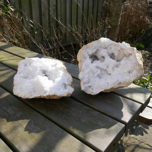 Fraai bergkristal geodepaar XL nr 1 uit Marokko