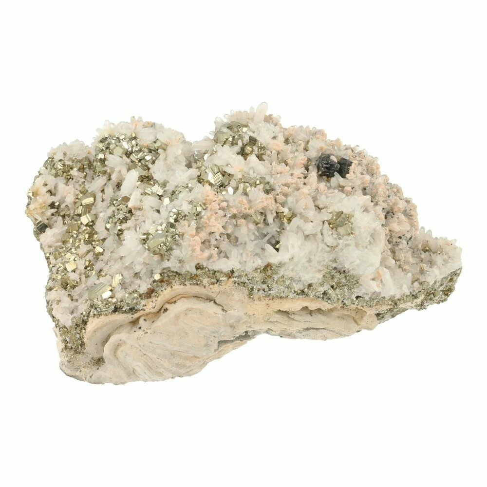 Bergkristal met pyriet en sfaleriet cluster groot
