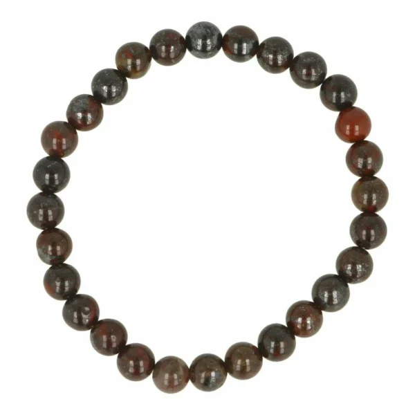 Breccie jaspis armband met kralen van 6mm diameter op rekbaar koord