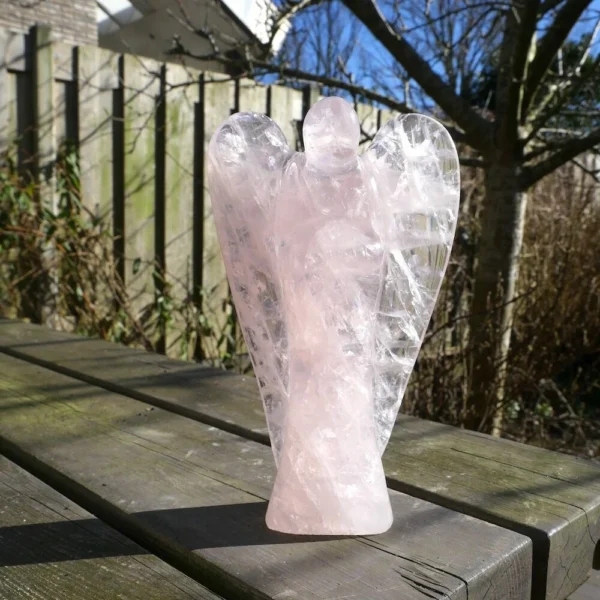 Prachtige heldere rozenkwarts engel XL nr1