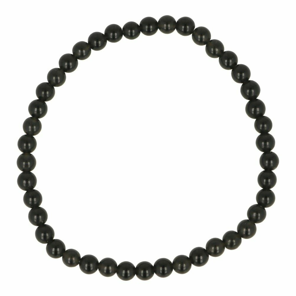 Zwarte obsidiaan armband 4mm - 15cm