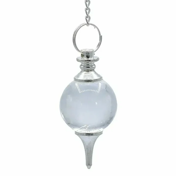 Heldere bergkristal pendel rond met chakra ketting