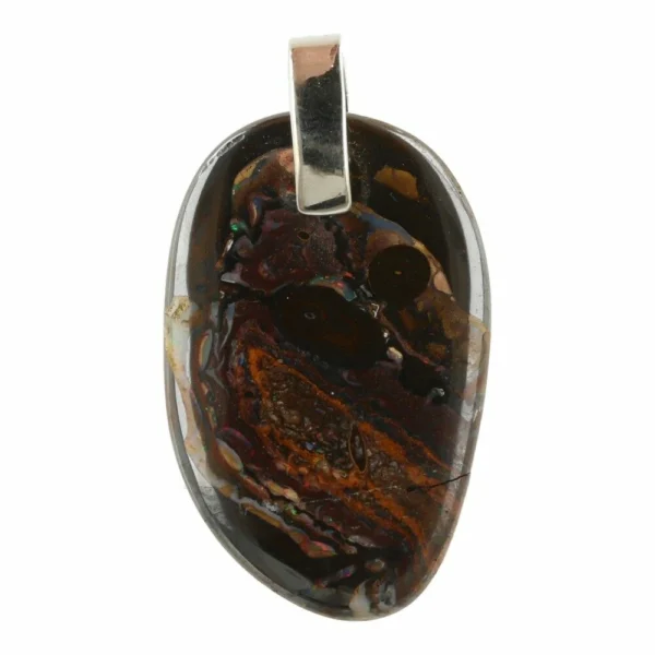 Fraaie boulder opaal hanger met oogje van zilver en mooie opaal aders