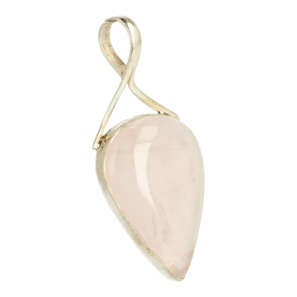 Rozenkwarts hanger in zilver 'nr8'