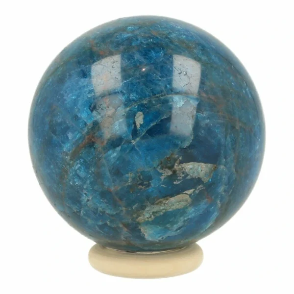 Blauwe apatiet bol met diameter van 6cm op houten ring