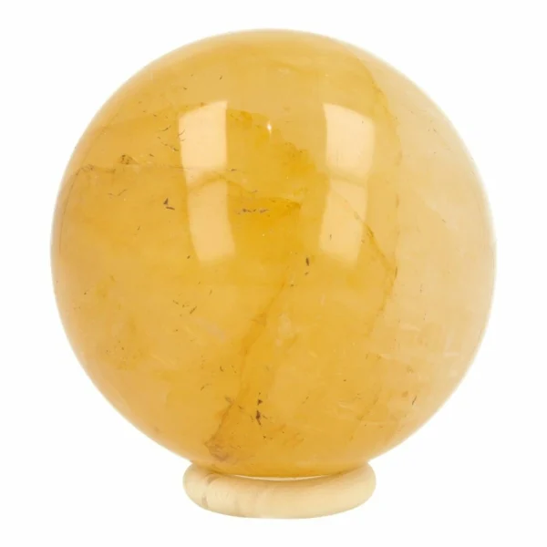 Helder gele golden healer bol met diameter van 67mm op houten ring