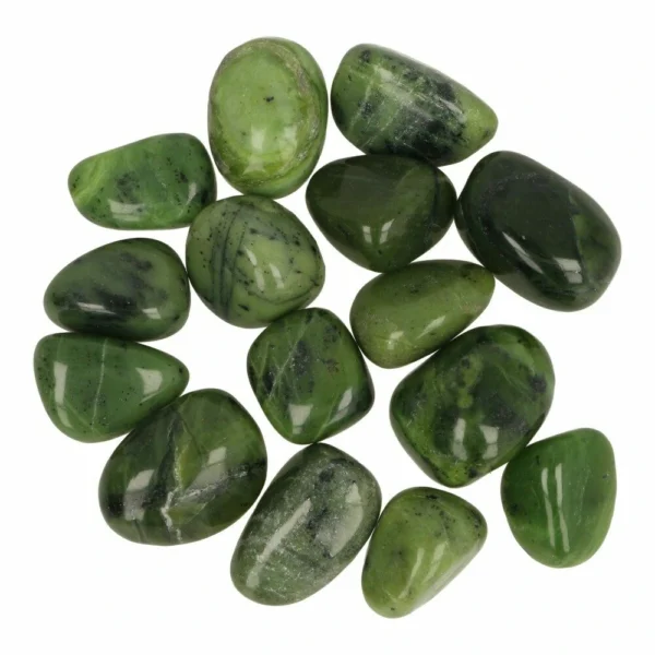 Mooie groene jade nefriet trommelsteen uit Canada