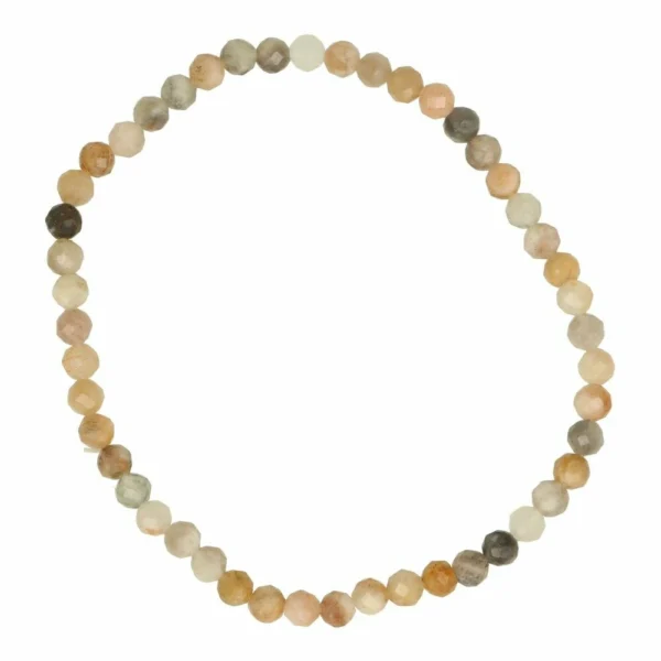 Fraaie maansteen armband met facetgeslepen kralen van 4mm op rekbaar koord