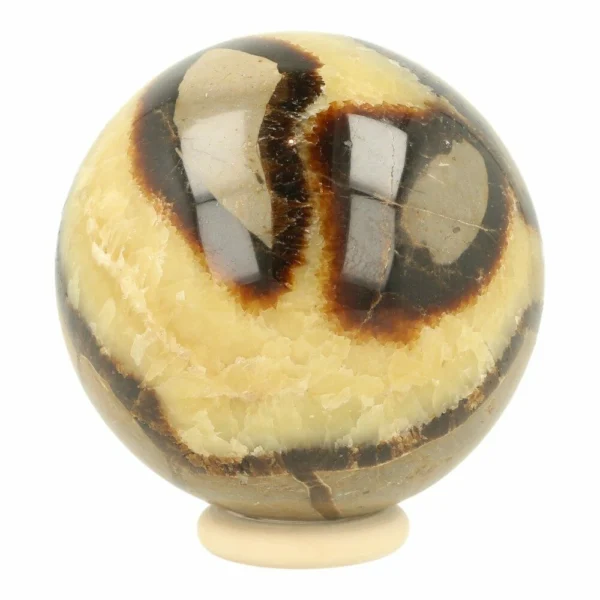 Mooie septarie bol van 67mm diameter op houten ring