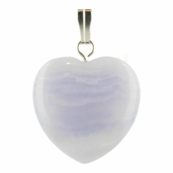 Blauwe chalcedoon hartje hanger met oogje en 2cm breed