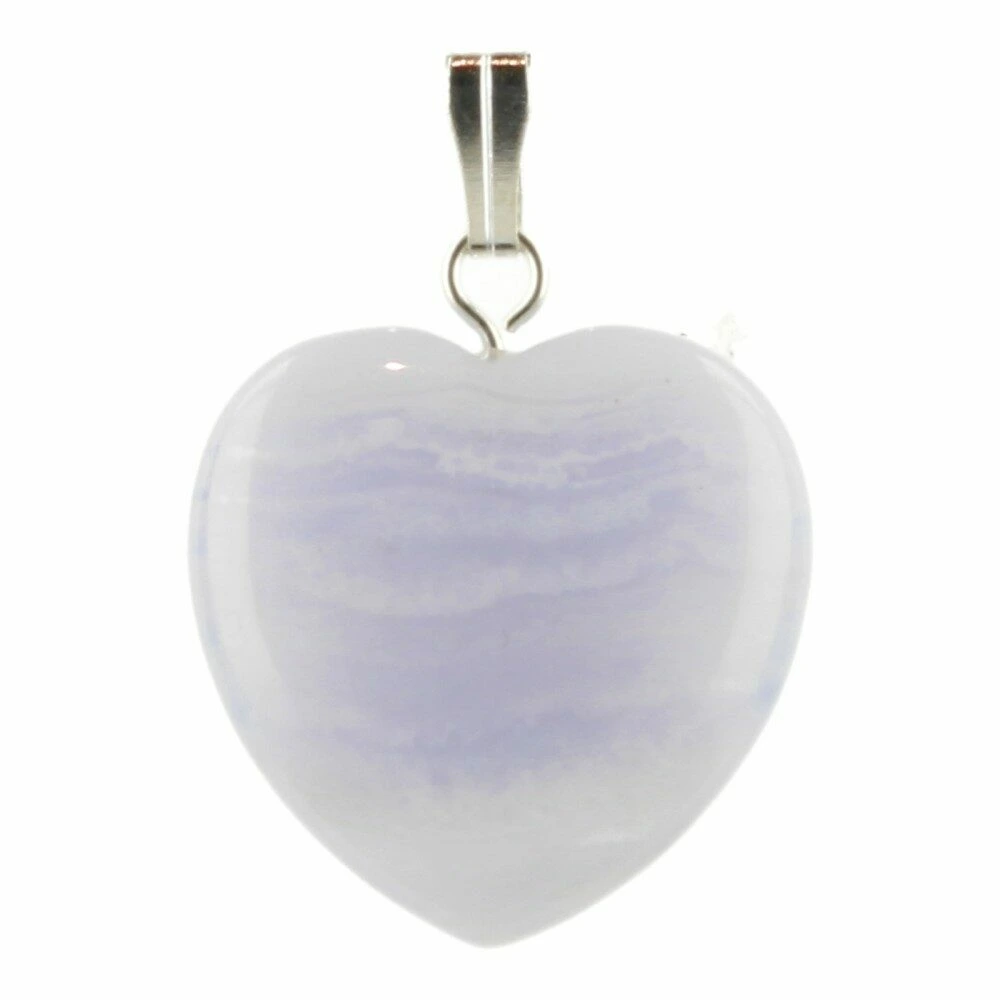 Blauwe chalcedoon hartje hanger 2cm