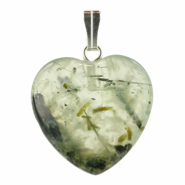 Prehniet hartje hanger met oogje en 2cm breed