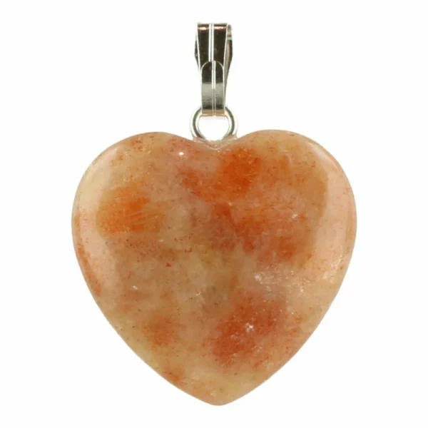 Fraaie zonnesteen hartje hanger van 2cm breed en met oogje