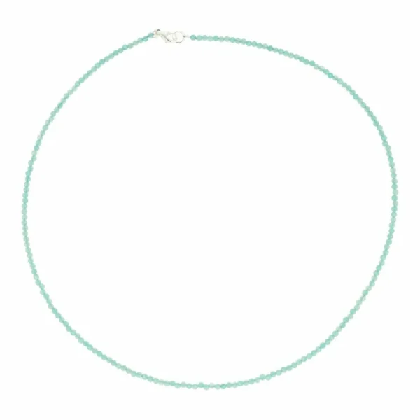 Fraaie amazoniet ketting facet geslepen met kralen van 2mm