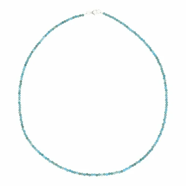 Prachtige heldere blauwe apatiet ketting met facetgeslepen kralen van 2mm diameter en 45cm lang