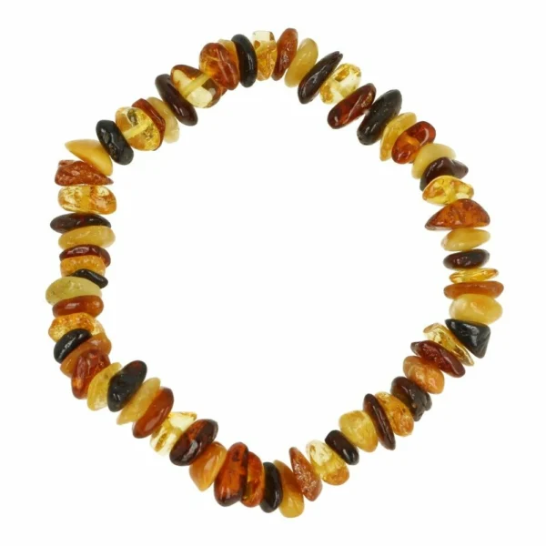 Barnsteen armband split mulitcolor donker met mooie spreiding van kleuren