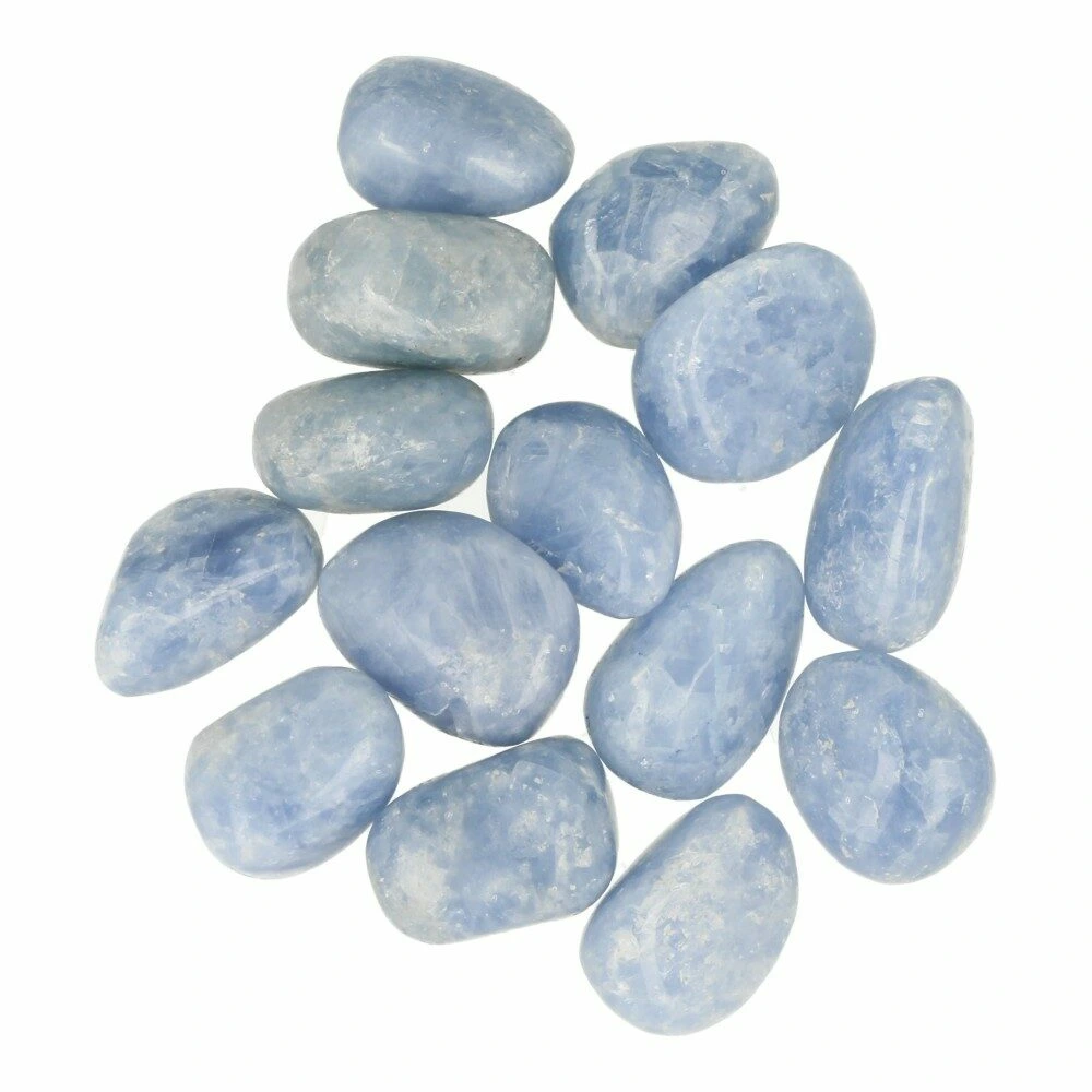 Blauwe calciet trommelsteen