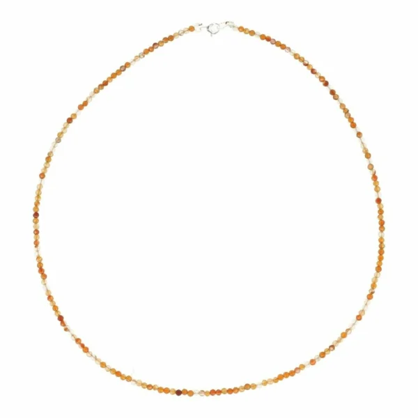 Carneool ketting 2mm facetgeslepen