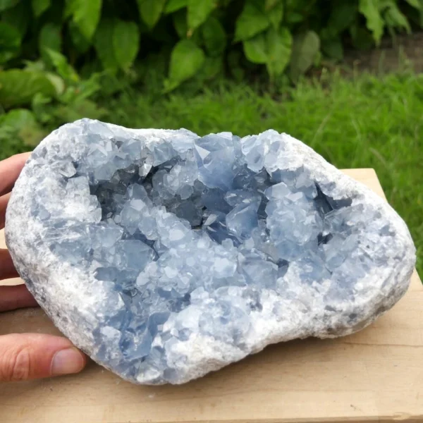 Prachtige celestien geode van maar liefst 5,8kg en 23cm breed