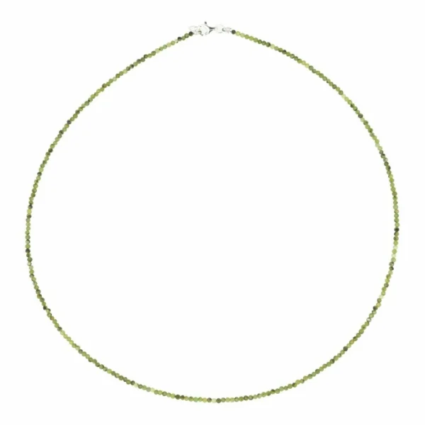 Topkwaliteit jade nefriet ketting met facet geslepen kralen van 2mm en zilveren sluiting