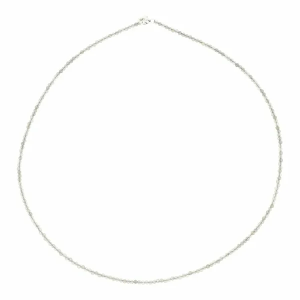 Fraaie labradoriet ketting met facetgeslepen kralen van 2mm en 45cm lengte