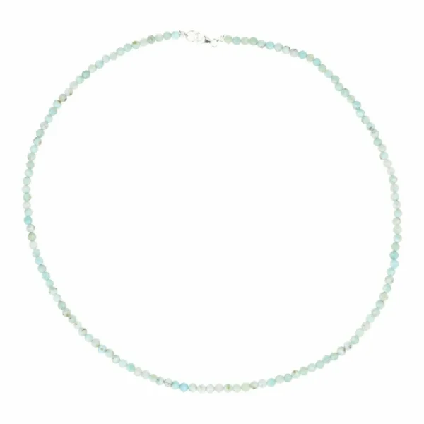 Fraaie larimar ketting met facetgeslepen kralen van 3mm en 45cm lang