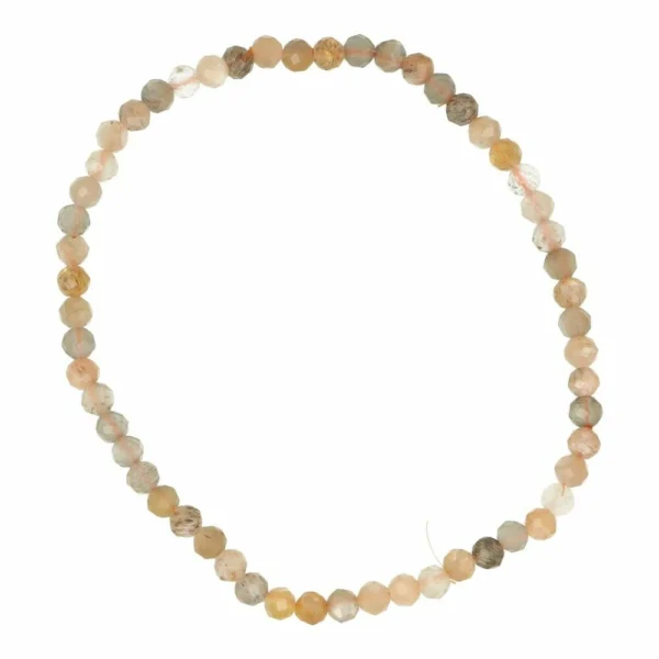 Facetgesloeen maansteen armband met schitterende kralen van 3mm diameter op rekbaar koord