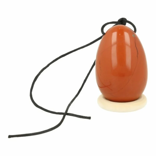 Fraai rode jaspis yoni ei van 45x30mm op houten ring