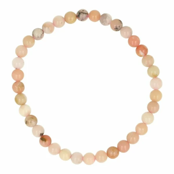 Fraaie roze opaal armband met kralen van 5mm