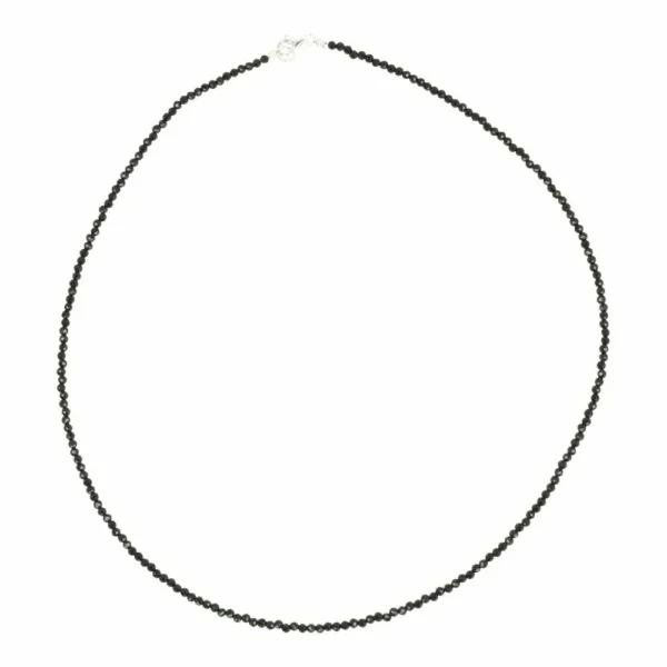 Zwarte toermalijn ketting facetgeslepen 2mm