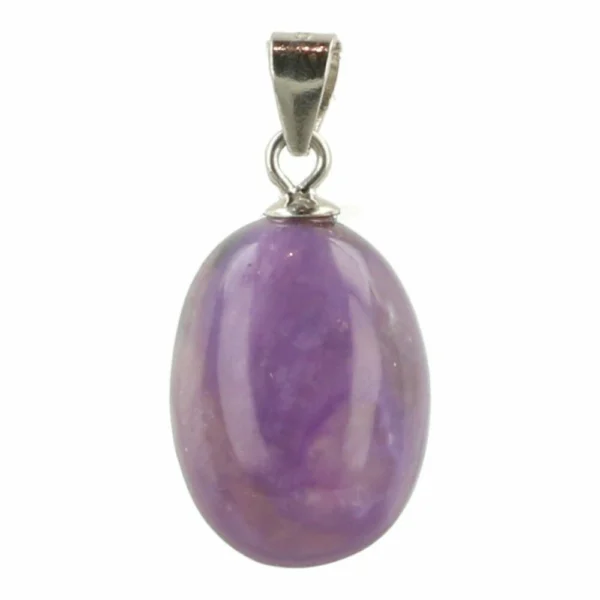 Fraaie charoiet hanger met zilveren oogje en platte achterkant