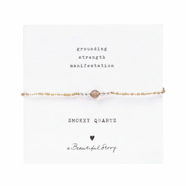 Fraaie rookkwarts armband Iris verstelbaar van A Beautiful Story