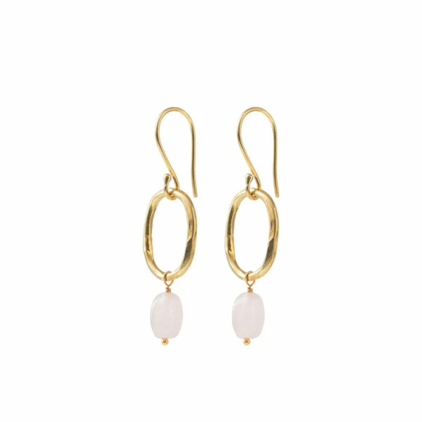 Rozenkwarts oorbel verguld Graceful van A Beautiful Story