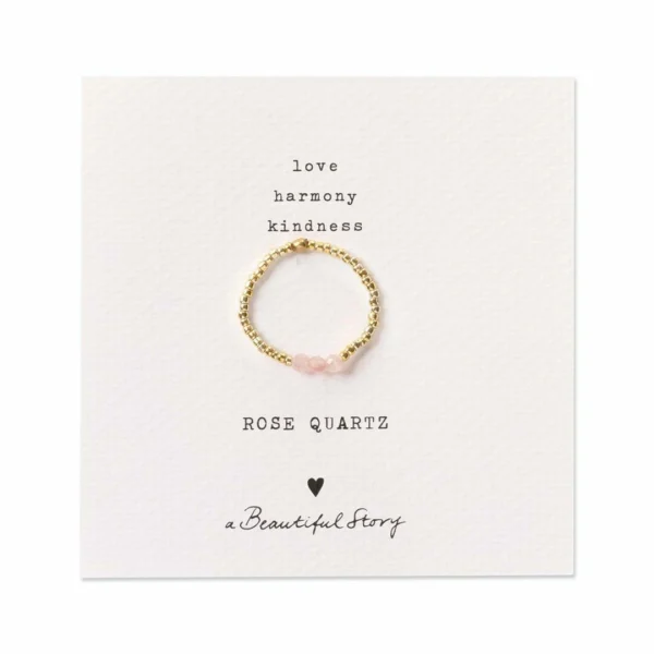 Fraaie goudkleurige rozenkwarts ring clarity rekbaar van A Beautiful Story