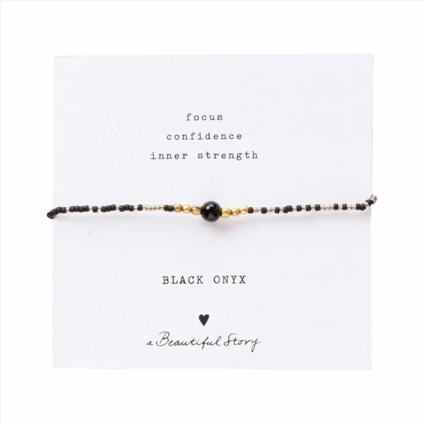Fraaie zwarte onyx armband Iris verstelbaar van a beautiful story