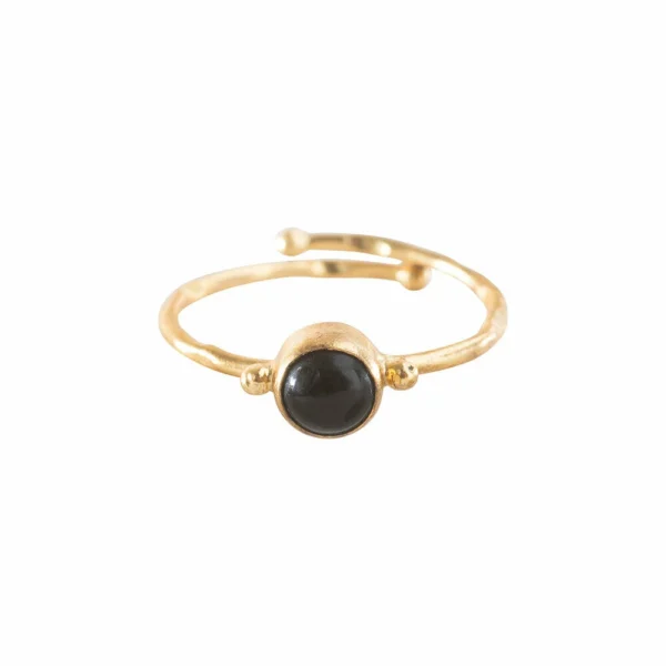 Zwarte onyx ring verguld Faithful van A Beautiful Story