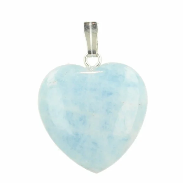 Aquamarijn hartje hanger van 2cm breed met oogje
