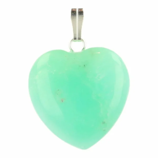 Fraaie chrysopraas hartje hanger van 2cm breed met oogje
