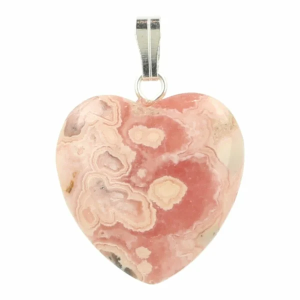Fraaie rhodochrosiet hartje hanger van 2cm breed met oogje.