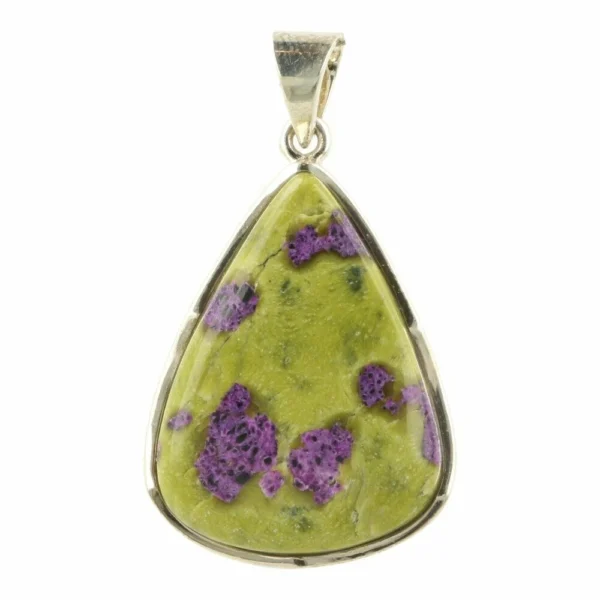 Fraaie groen met paarse atlantisiet hanger in zilver 'nr1' uit Australië